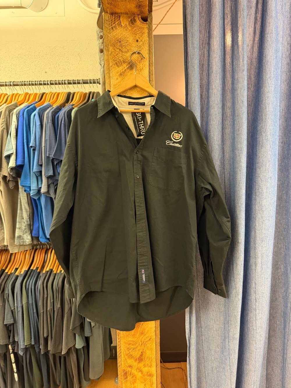 Vintage Cadillac black button up shirt